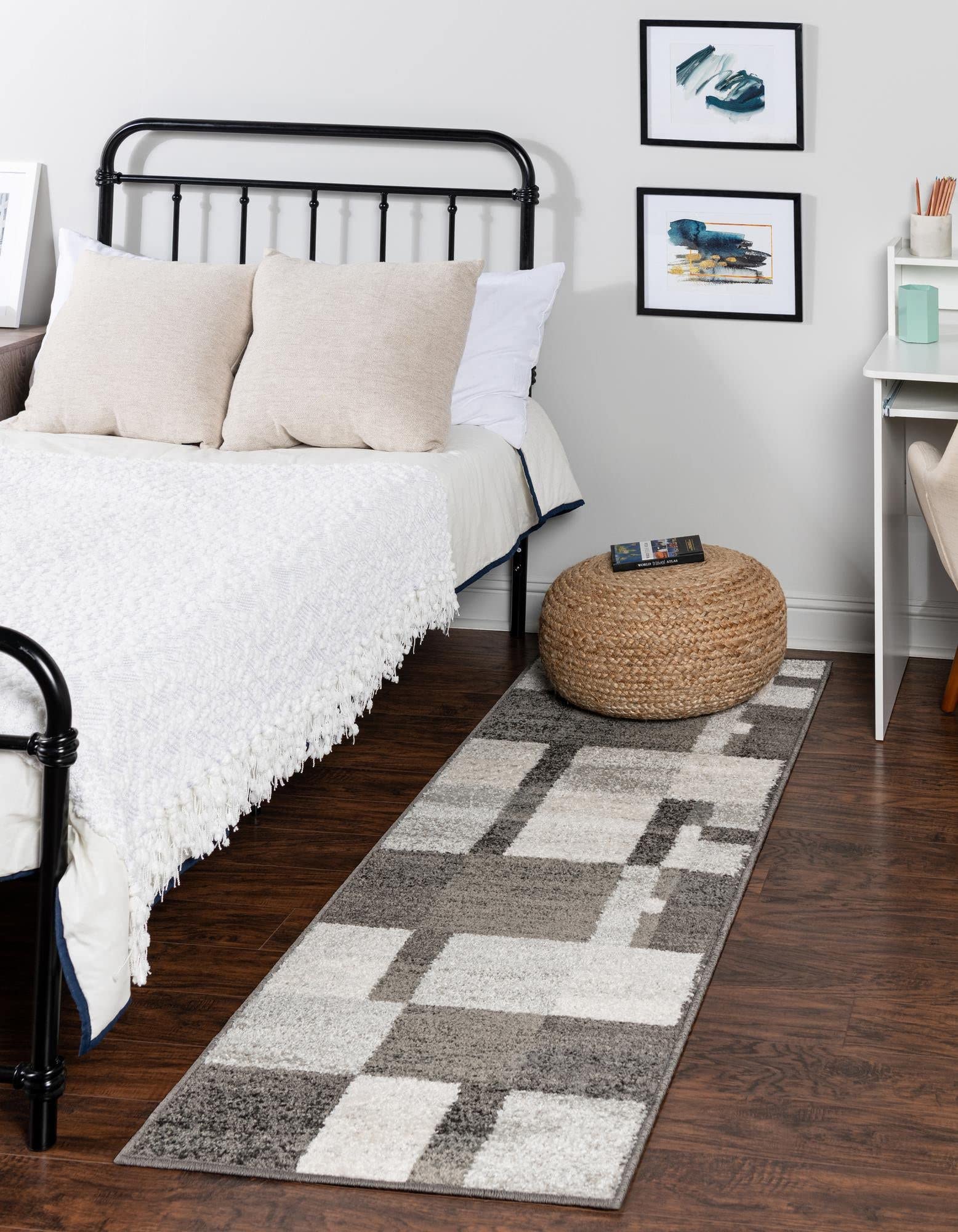 Unique Loom Autumn Collection Area Rug - Providence (2 7 x 12 Runner, Gray/ Ivory)