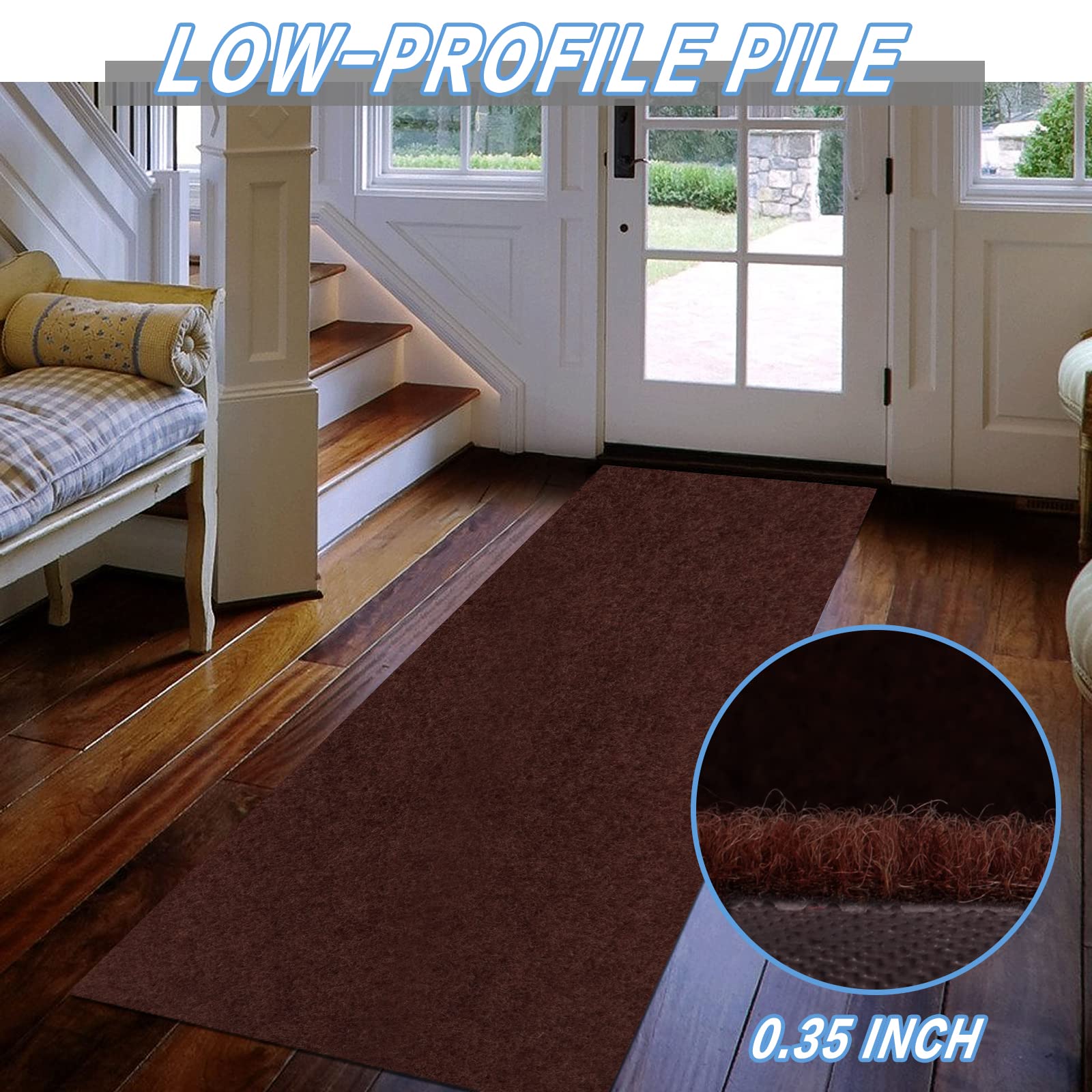 Freadem Runner Rugs 3' X 54' Indoor Outdoor Carpet Runner, Area Rugs With Anti-Slip Rubber Backing For Aisle Hallway Balcony Gar