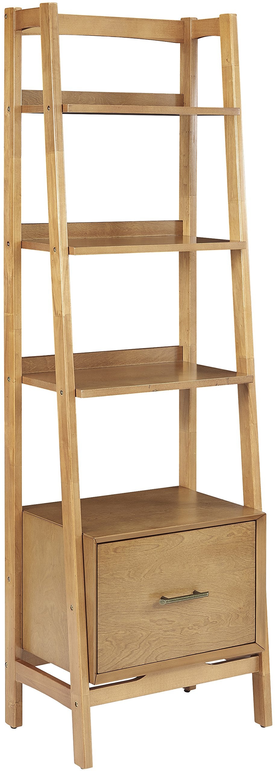 Crosley Furniture Landon Small Bookshelf Etagere, Bookcase Storage with Shelves and File Drawer, Acorn