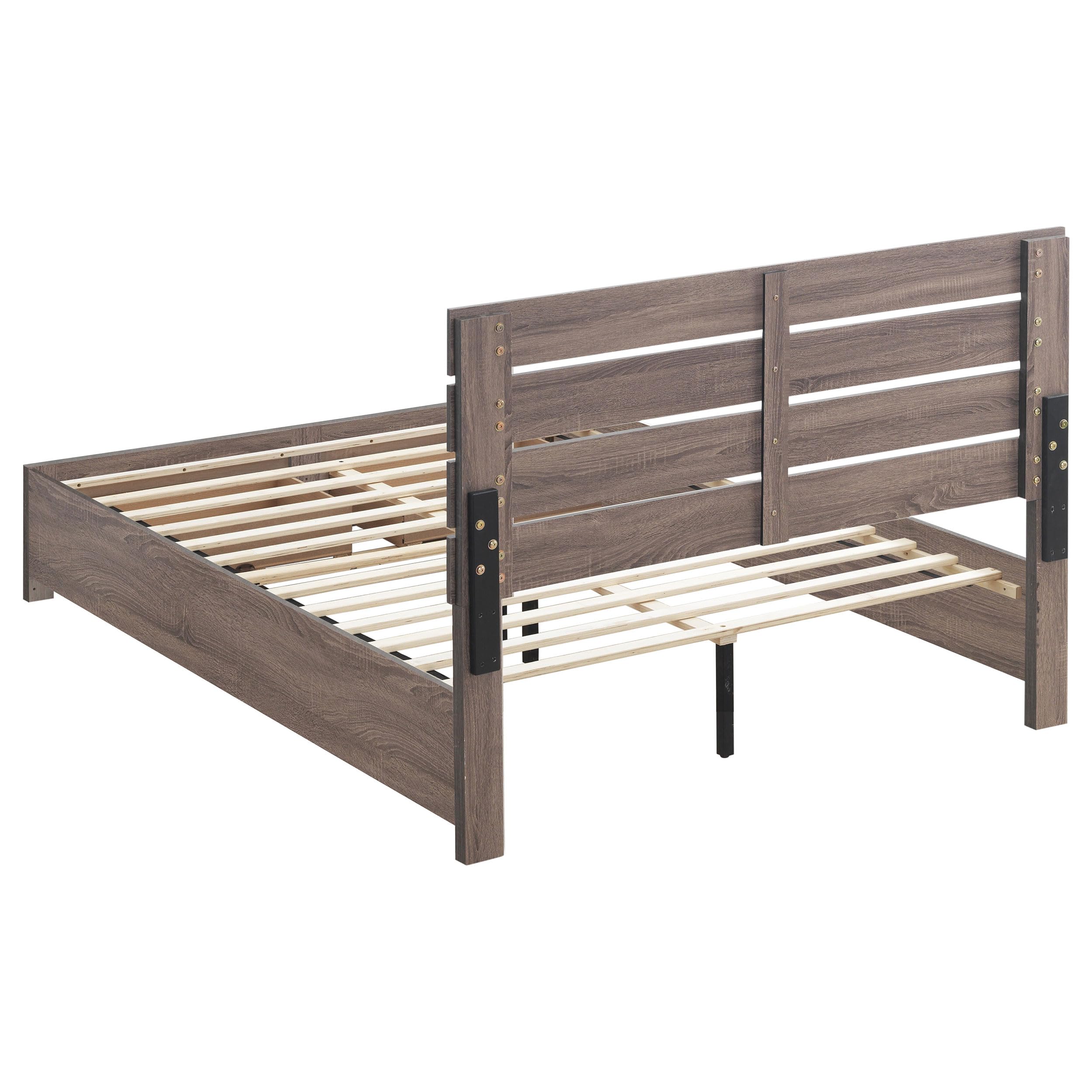 Coaster Home Furnishings Brantford Farmhouse Wood Queen Size Storage Panel Bed Frame Platform Bed 49-inch Headboard Barrel Oak 207040Q