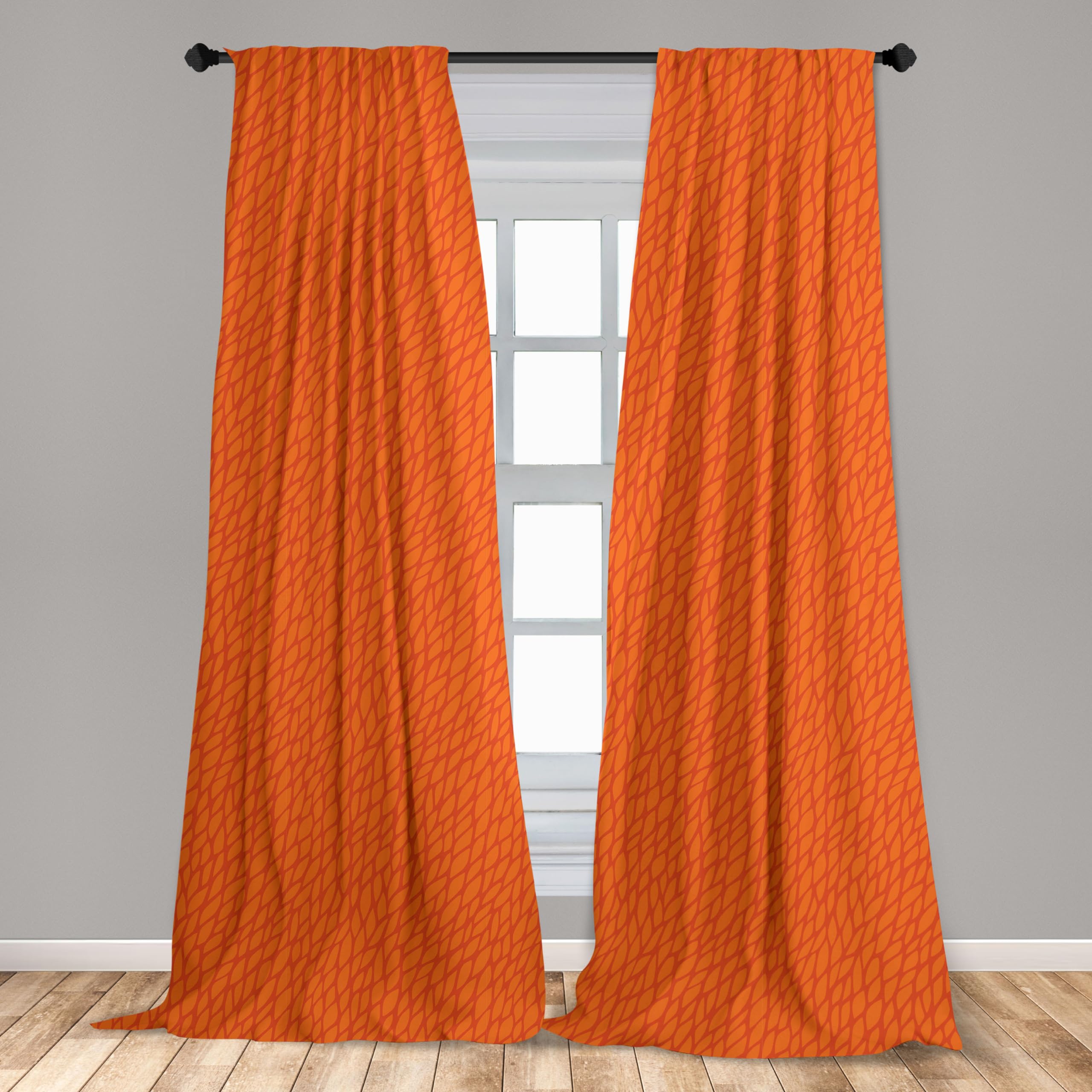 Ambesonne Burnt Orange Window Curtains, Abstract Foliage Leaves Pattern Sketch Nature Growth Composition, Lightweight Decorative