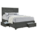 Coaster Home Furnishings Soledad Modern Classic Fabric Upholstered Full Size Storage Panel Bed Frame Platform Bed 52-inch Headboard Grey 305877F