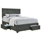 Coaster Home Furnishings Soledad Modern Classic Fabric Upholstered Full Size Storage Panel Bed Frame Platform Bed 52-inch Headboard Grey 305877F
