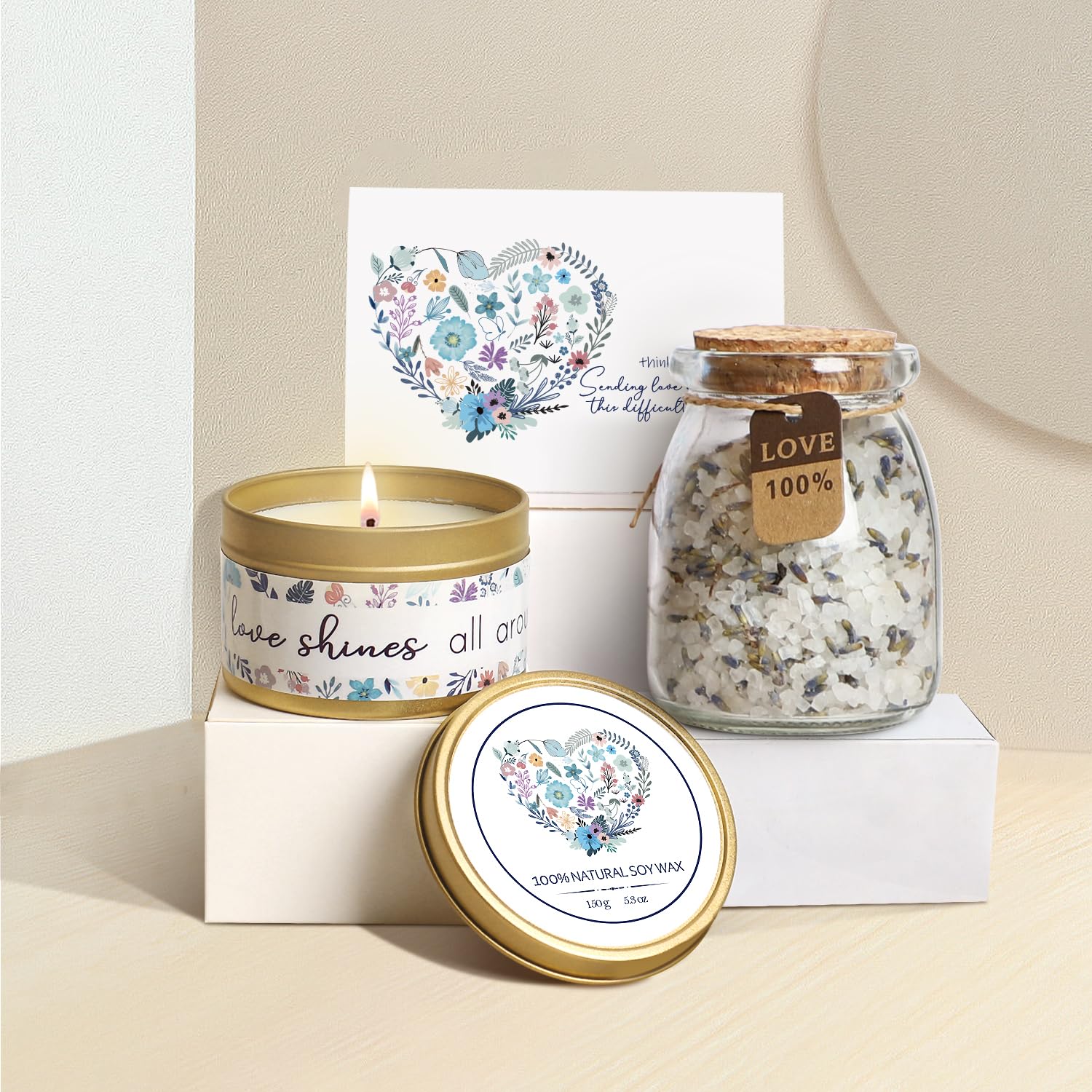 Frerdui Sympathy Gift Basket - Bereavement Care Package for Loss of Loved One - Ivory Pillow