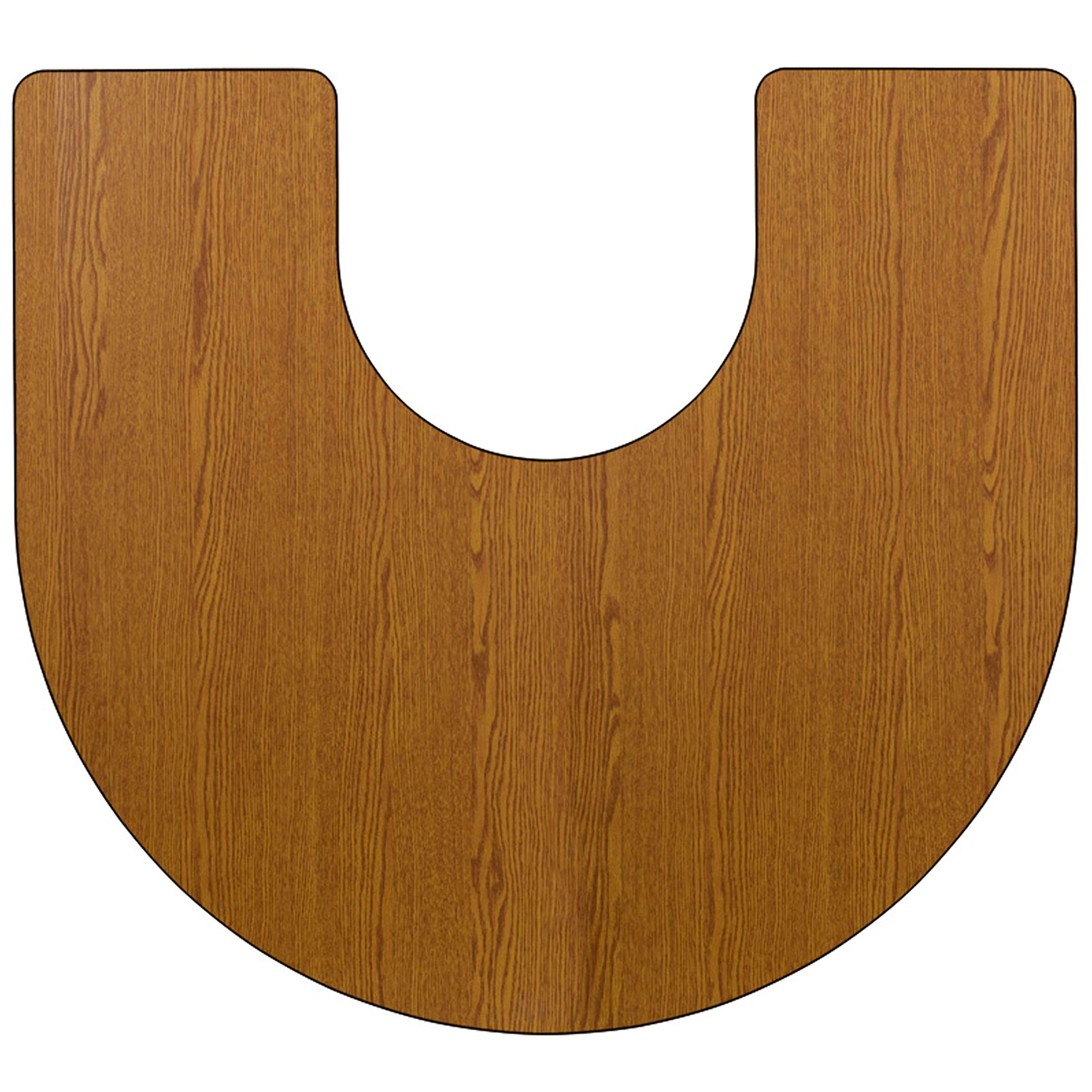 Flash Furniture Wren 60''W x 66''L Horseshoe Oak Thermal Laminate Activity Table - Height Adjustable Short Legs
