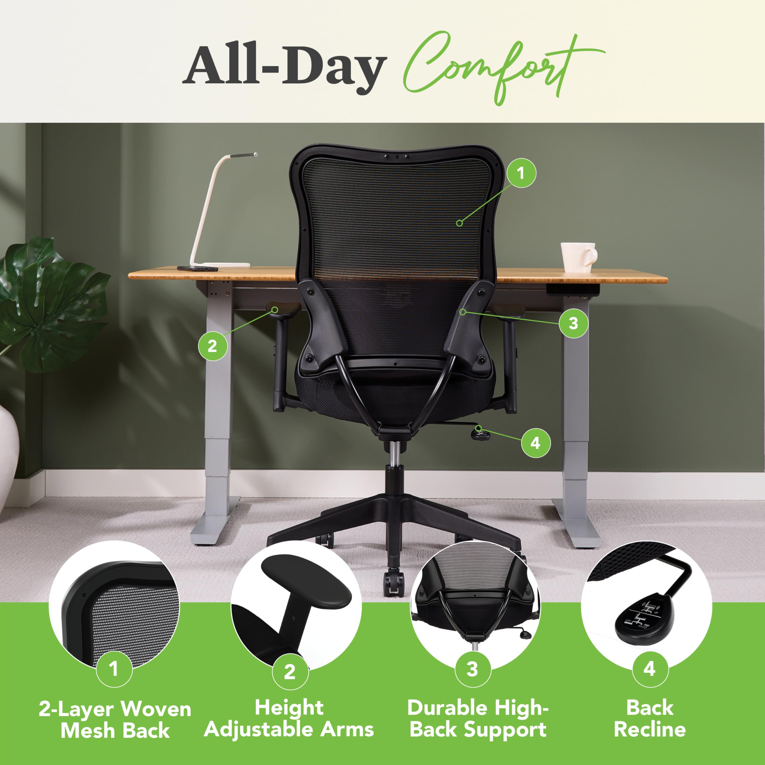 Basyx Vl702 Mesh High-Back Work Chair-Chair, Mesh, High-Back, 26-1/2"X26-1/2"X40-1/2", Black