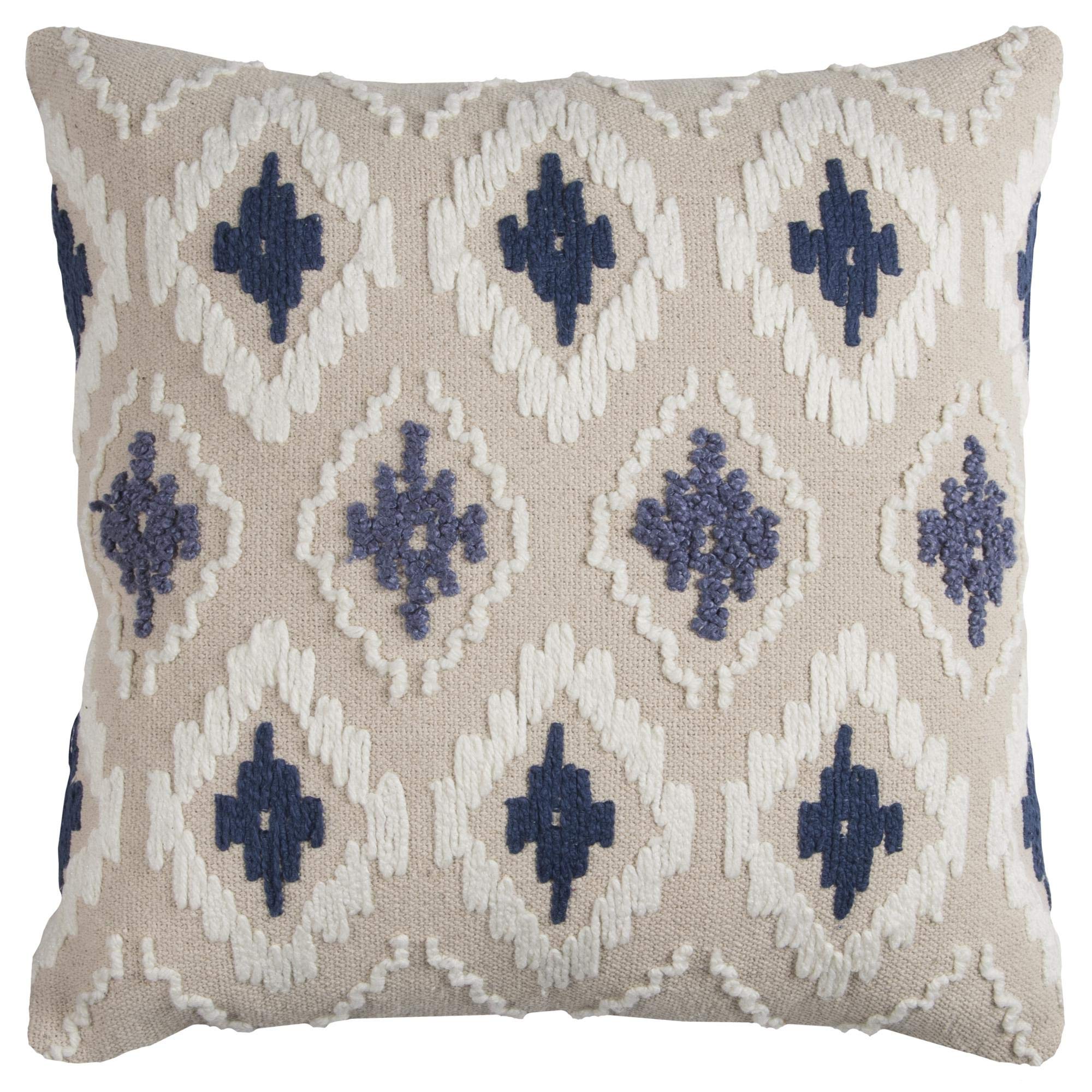 Rizzy Home | T11762 | 20"x20" Blue/White/Neutral Decorative Pillow | Cover Only