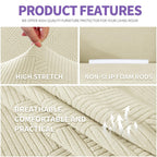 Znsayotx Super Stretch Chair Slipcover (31'-46'), New Striped Sofa Chair Covers For Living Room, Dogs Pet Friendly Anti-Slip Chair Protector Spandex Armchair Slipcovers (Beige, Chair)