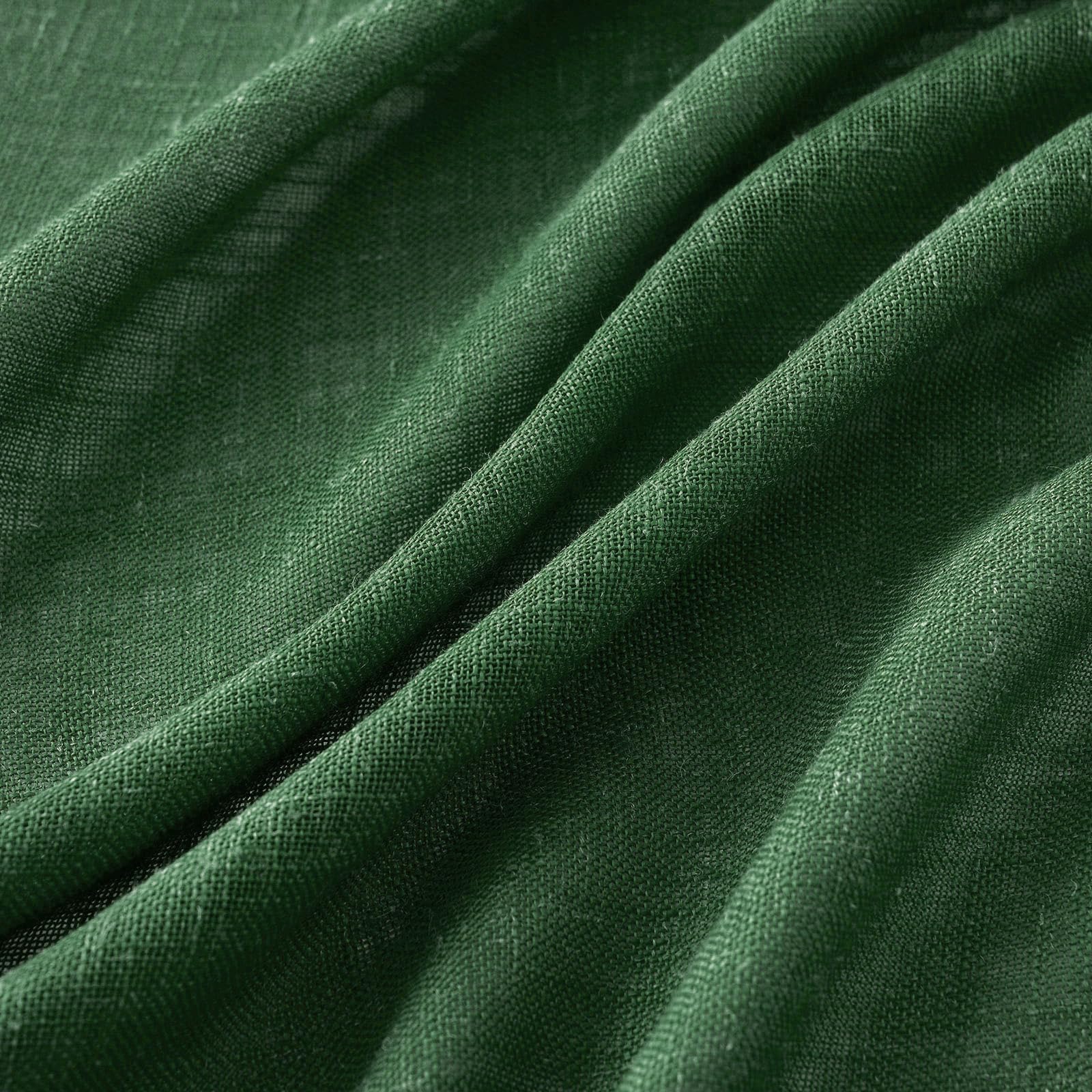 MIULEE Emerald Green 30 Kitchen Curtains, 2 Panels Soft Linen Semi-Sheer Cafe Tier Curtains for Small Windows, Light Filtering Decor
