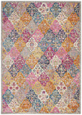 HomeRoots Multicolor 100% Polypropylene 7’ x 10’ Muted Brights Floral Diamond Area Rug