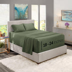 Nestl Extra Deep Pocket Sheets - Fits Mattress 18-24 Inches Deep, Extra Deep Pocket Queen Sheets Sets, 4 Piece Queen Size Sheets, Queen Sheets Deep Pocket, Olive Green