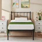 Vecelo Twin Metal Platform Bed Frame With Headboard, Heavy Duty Steel Slat Support, Under Bed Storage,No Box Spring Needed, Easy Assembly