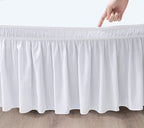 Biscaynebay Wrap Around Bed Skirts With Split Corners For Queen Beds 16' Drop, White Elastic Dust Ruffles Easy Fit Wrinkle & Fade Resistant Silky Luxurious Fabric Solid Machine Washable