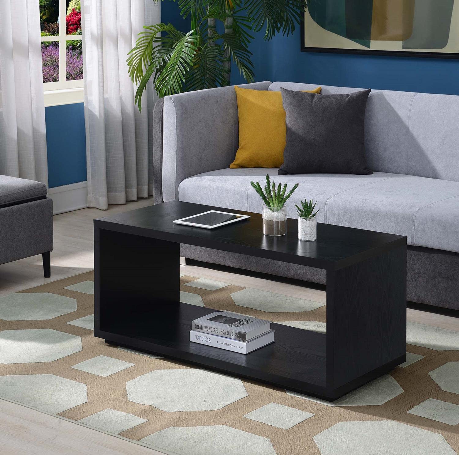 Convenience Concepts Northfield Admiral Coffee Table, Black, 18 in x 42 in x 18 in