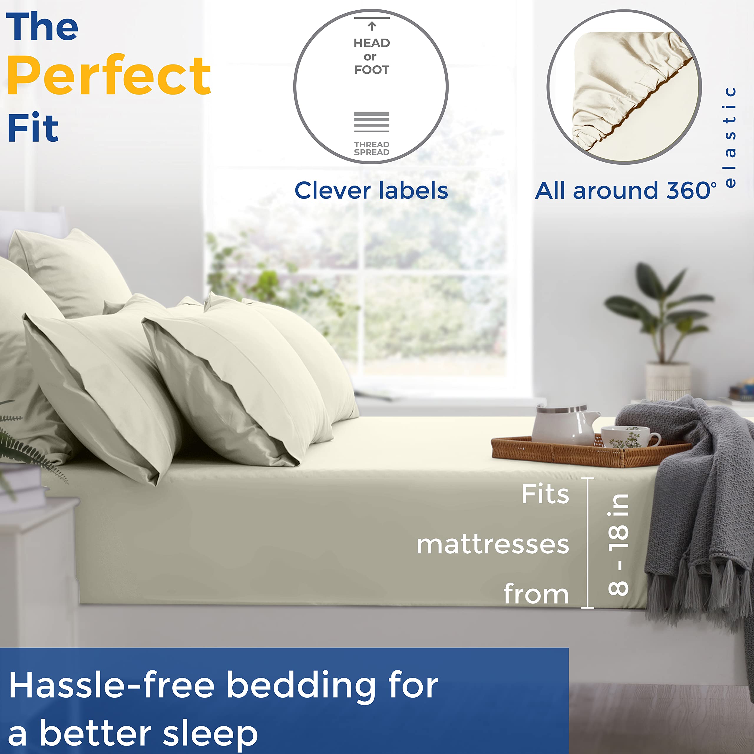 600 Thread Count Egyptian Quality 100% Cotton Sheets Set, King Size Bedding Set In Sand