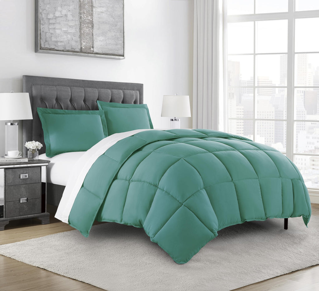 Chezmoi Collection Granite Green Down Alternative Comforter King - 3-Piece Lightweight Comforter Set - All Seasons Microfiber Co