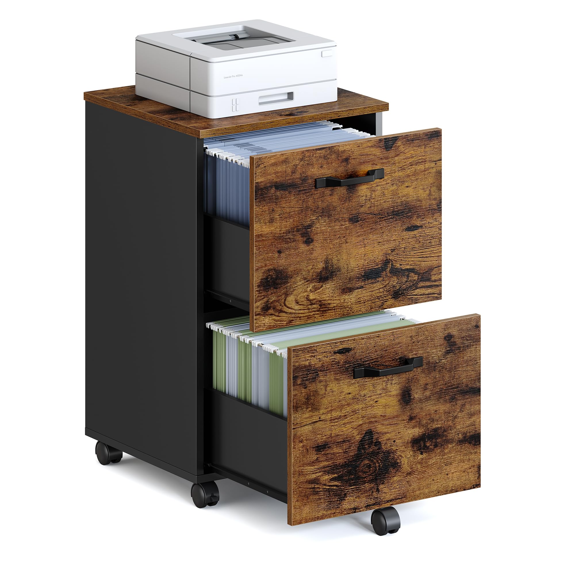 VASAGLE 2-Drawer File Cabinet, Small Rolling Filing Cabinet for Home Office, Printer Stand, for A4, Letter-Size Documents, 15.7 