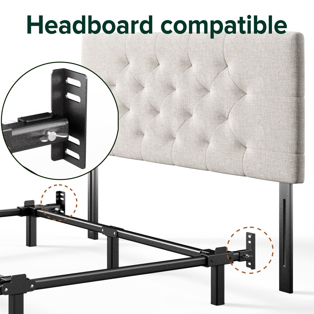 Zinus 7 Inch Compack® Metal Bed Frame, Support Bed Frame For Box Spring And Mattress Set, Black, King