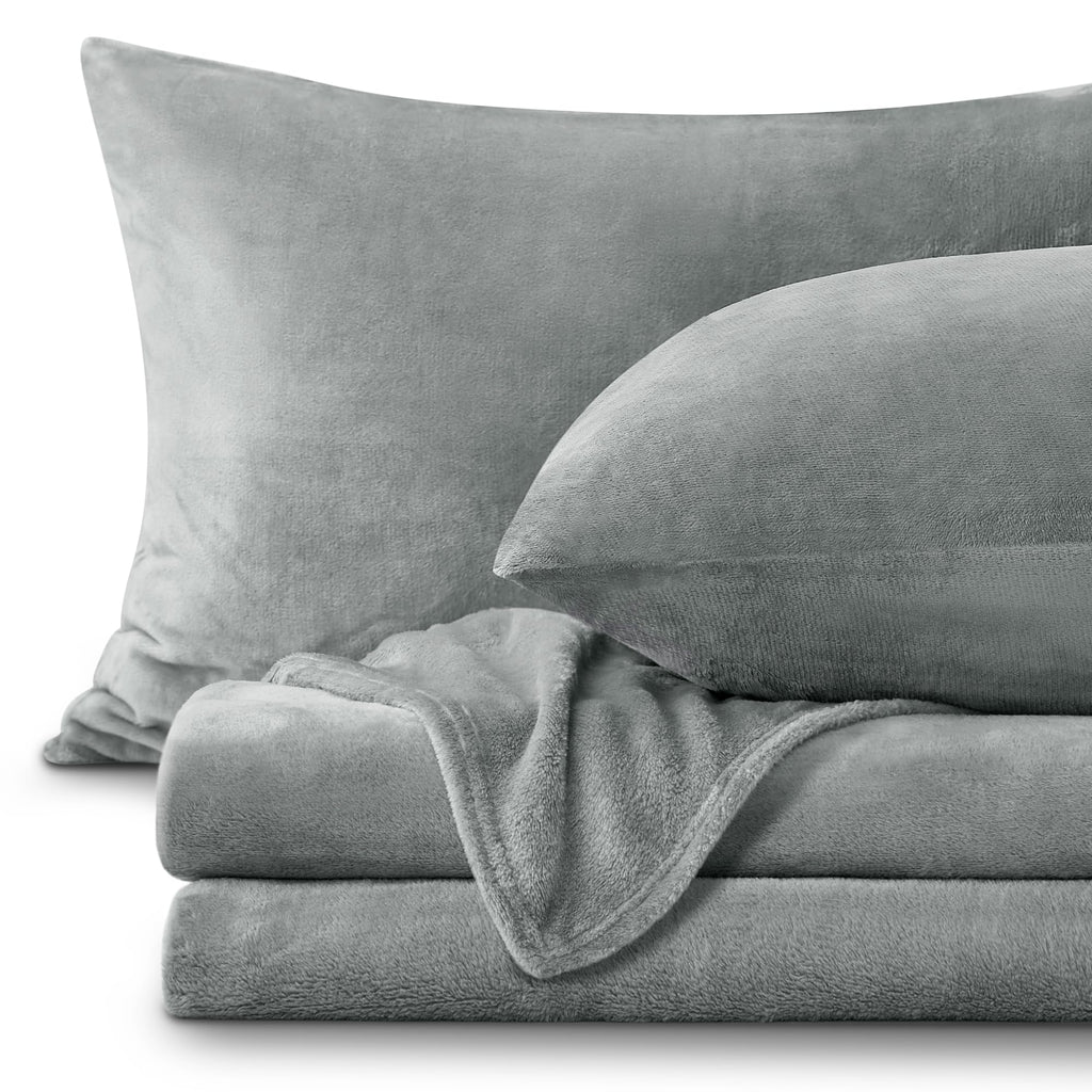 BEDELITE Flannel Sheets Queen Size Grey - Super Soft Fleece Sheets Set