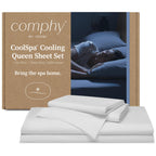 Coop Home Goods Comphy Coolspa Cooling Bed Sheets, 4 Piece Queen Sheet Set, White Breathable Cooling And Super Soft, Luxury Spa