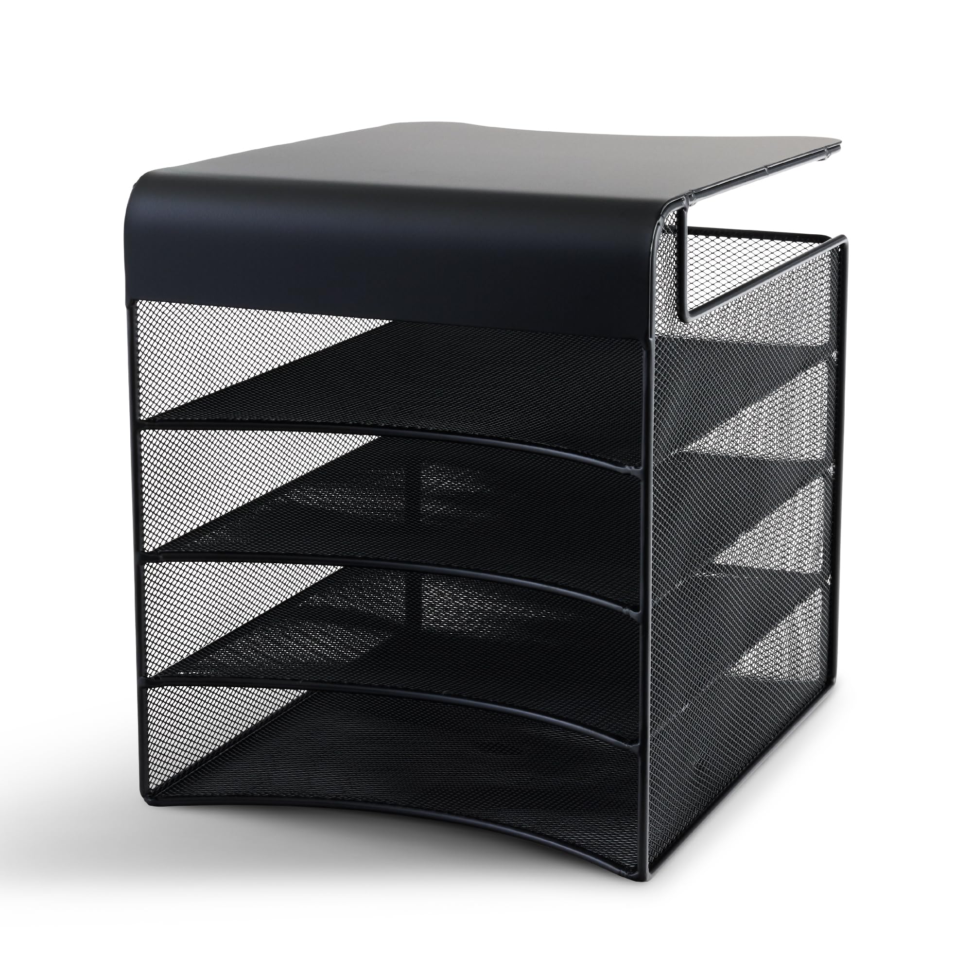 Safco Onyx Hanging Desktop Organizer With 4 Horizontal Trays, Under-Desk Storage