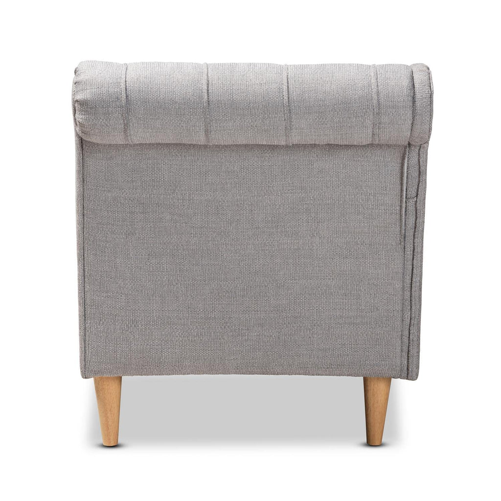 Baxton Studio Emeline Modern and Contemporary Grey Fabric Upholstered Oak Finished Chaise Lounge