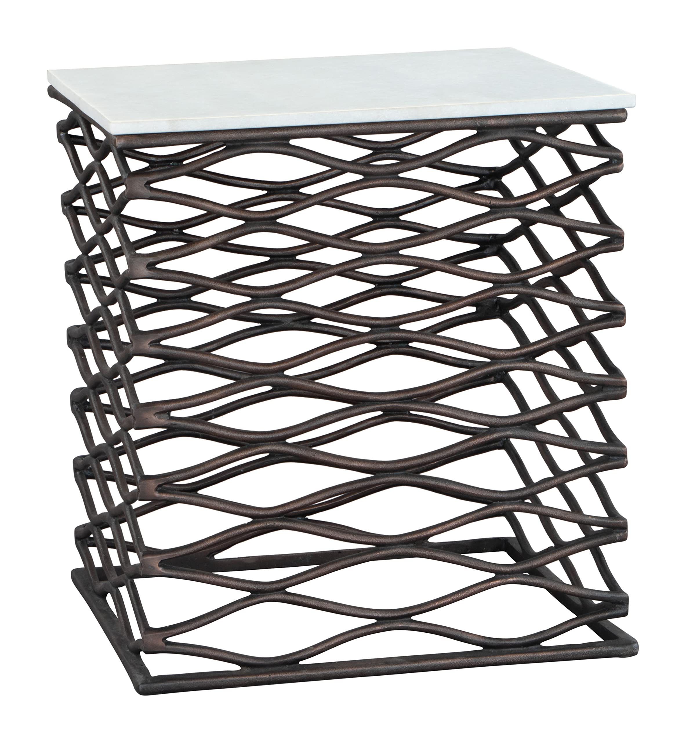 Zuo Duke Side Table White & Antique Bronze