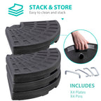 SUPER DEAL 4-Piece Cantilever Offset Patio Umbrella Base - Heavy Duty Round Stand, Water/Sand Filled, Easy Carry Handles, Black