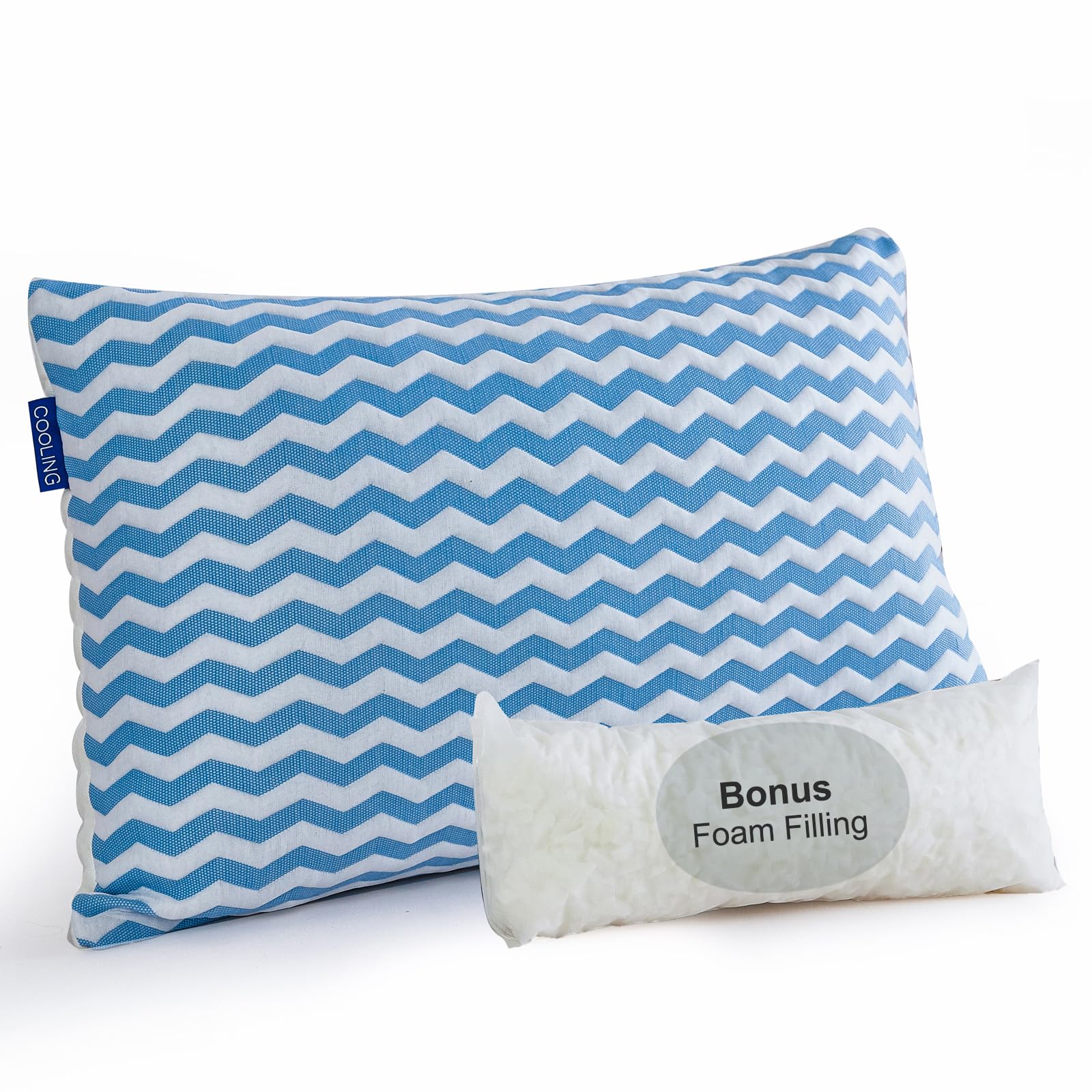 King Size Pillows - Adjustable Firm King Pillows For Back Stomach And Side Sleeper- Shredded Memory Foam Cooling Pillow For Neck