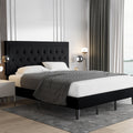 Allewie King Size Upholstered Platform Bed Frame With Adjustable Headboard, Button Tufted, Wood Slat Support, Easy Assembly, Black
