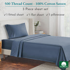 California Design Den - Finest Luxury Twin Size Sheets Set, Soft 100% Cotton Cooling Sheets Deep Pockets, 500 Thread Count Bedsheet Set, Twin Sheets Set (Fresh Navy Blue)