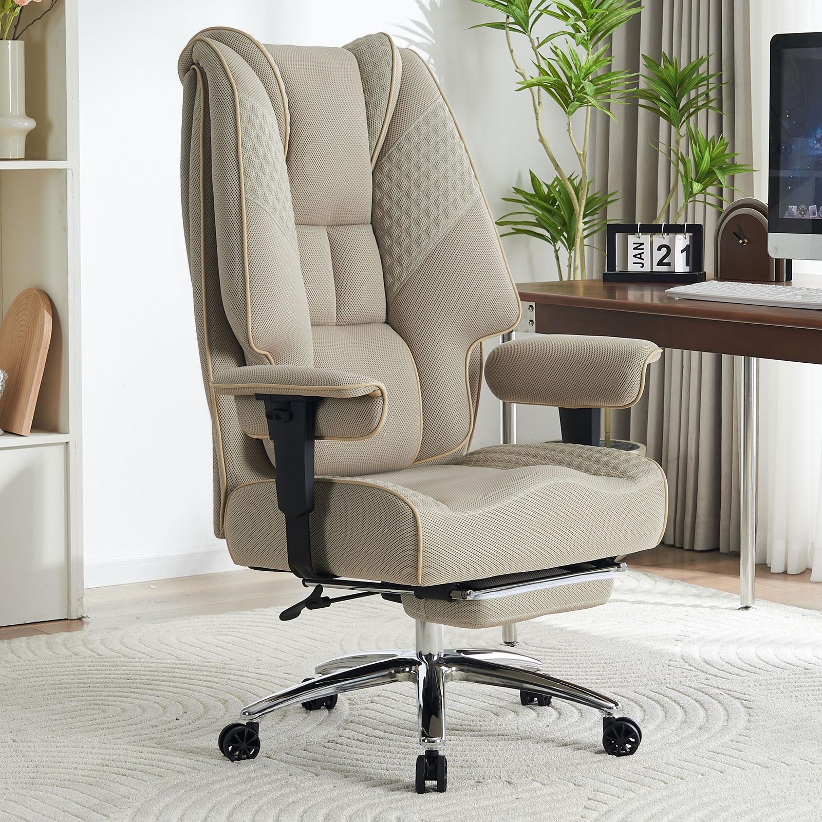 Excebet Big And Tall Office Chair 400Lbs Wide Seat, Mesh High Back Executive Office Chair With Foot Rest, Ergonomic Office Chair