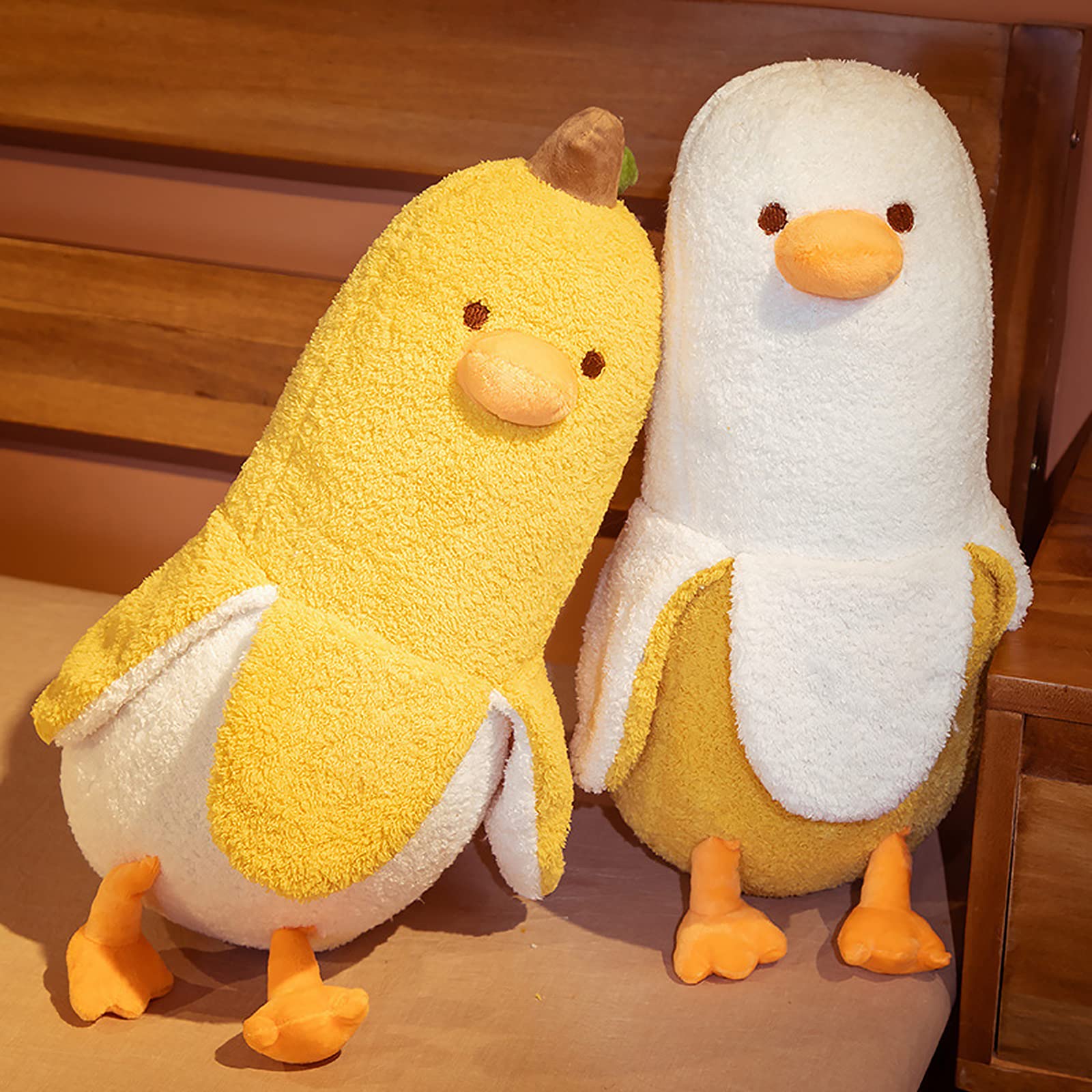 Peach Cat Banana Duck Plush Toy Cute Plushie Hugging Plush Pillow Duck Stuffed Animal For Girls And Boys Yellow 35.4'
