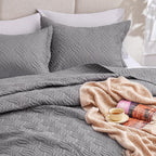 Love'S Cabin King Size Quilt Bedding Set Grey Bedspreads - Bed Summer Quilt Lightweight Microfiber Bedspread- Wave Pattern Beddi