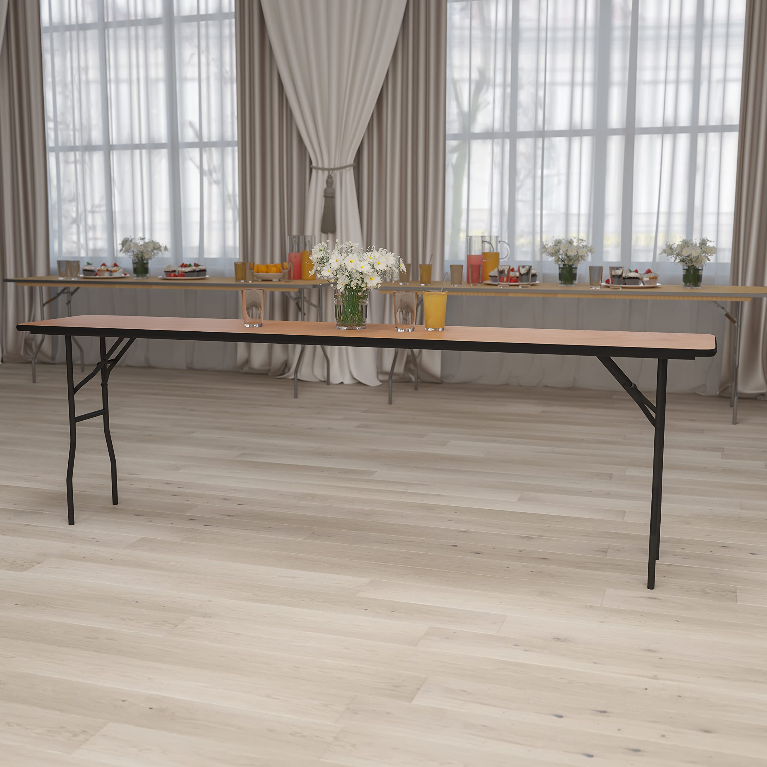 Flash Furniture Gael 8' Rectangular Folding Training Table, Natural Engineered Wood, 18"W x 96"L, Model YT-WTFT18X96-TBL-GG