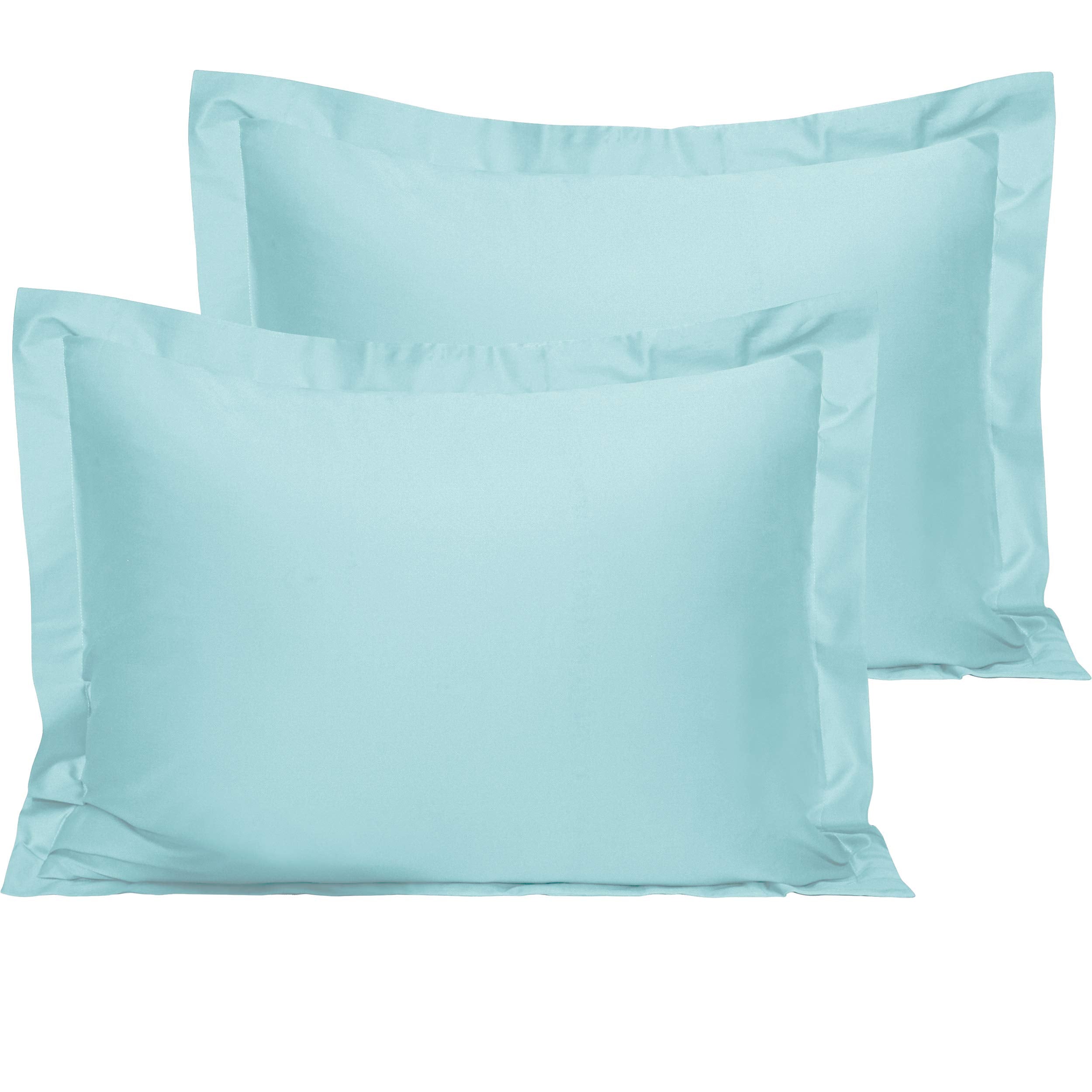 Ntbay 2 Pack 500 Thread Count 100% Egyptian Cotton Standard Pillow Shams, Super Soft And Breathable Oxford Pillowcases For Bed, 20X26 Inches, Aqua