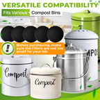 Reluen 12 Pcs Charcoal Filters for Compost Bucket - Activated Charcoal, Flexible Design, Strong Odor Absorption, 6.7 x 0.6 Inches, Black