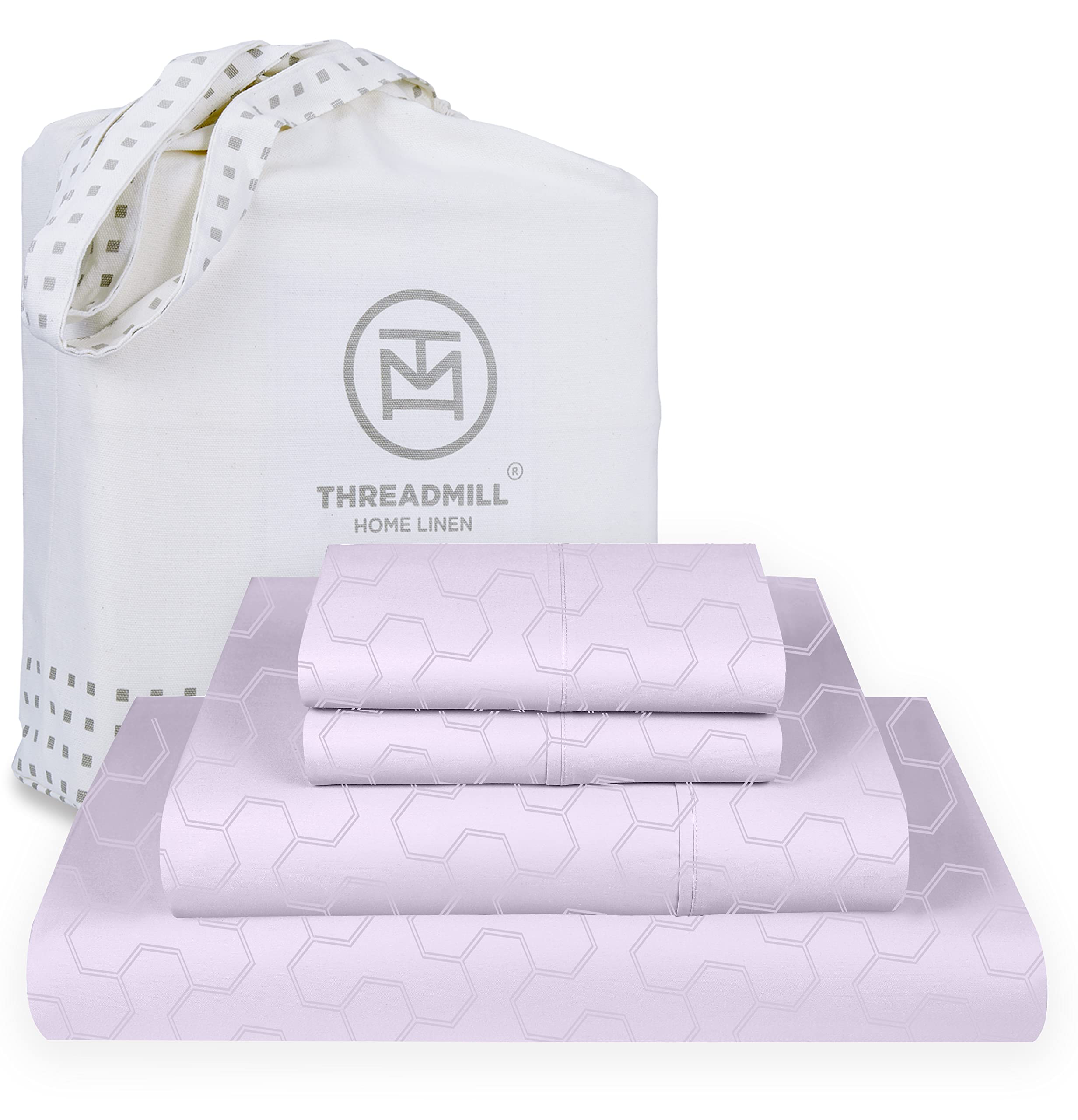 Threadmill Cotton Full Size Sheet Set | 500 Thread Count 100% Cotton Sheets for Full Size Bed | Damask Jacquard Full Bed Sheets 