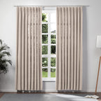 TWOPAGES Double Layer Lined Pinch Pleated Curtain Tapioca Linen Blend Light Filtering Room Darkening Curtain for Kitchen, Window