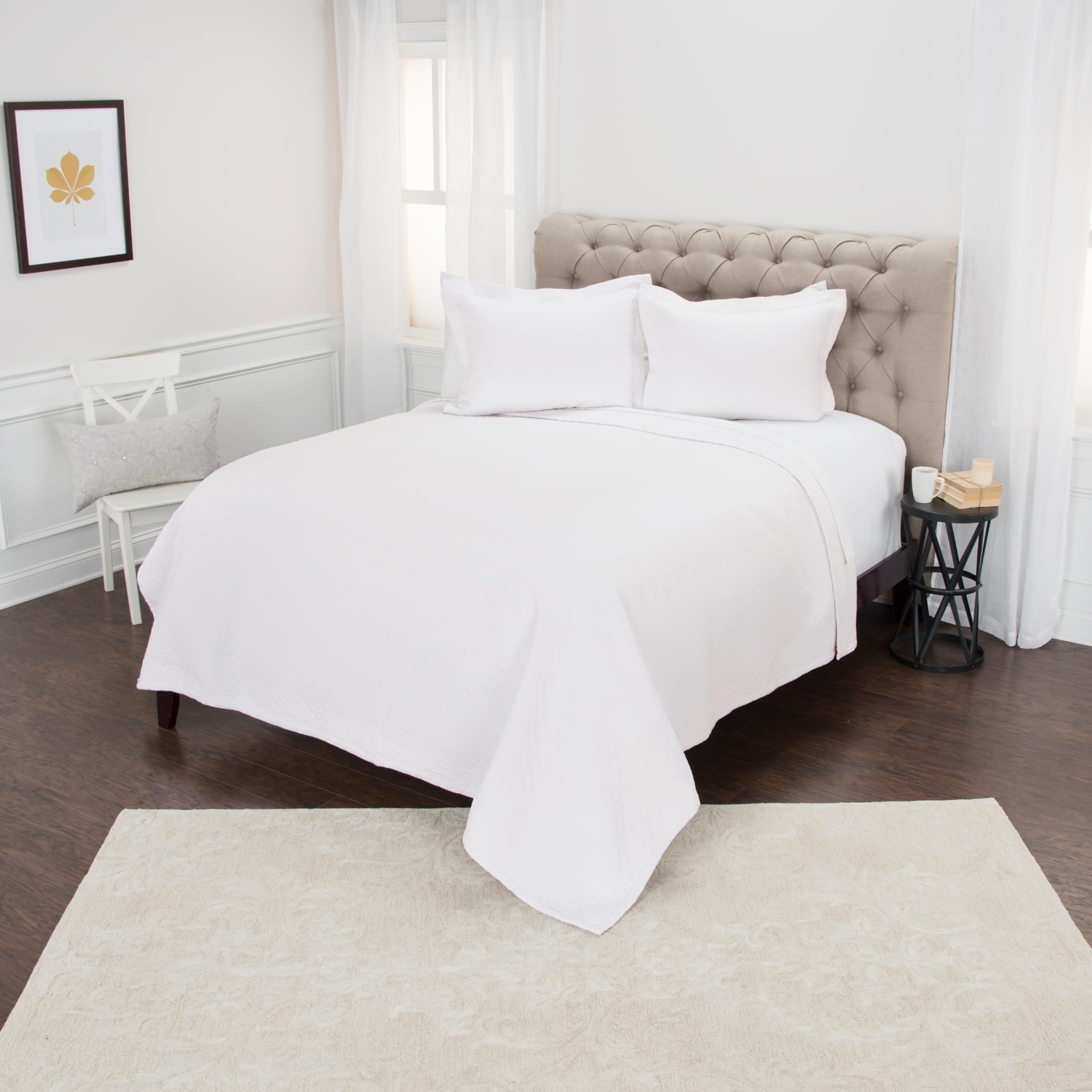Rizzy Home | BQ4517 | Cotton King Sham | 20"x36" White/Neutral/ Solid