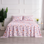 Pink Queen Sheets Set Flower Bed Sheets 4 Piece - Pink Botanical Patterned Sheets Microfiber Bedding Decor - Breathable & Durable Queen Sheet Set Up To16 Inches Deep Pocket Queen Bed Sheets