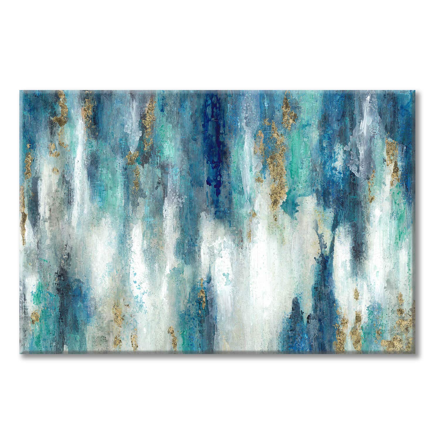 Blue And Gold Wall Decor Set Abstract Canvas Wall Art Decor Colorful Oil Painting Artwork Picture For Bedroom Living Room Bathro