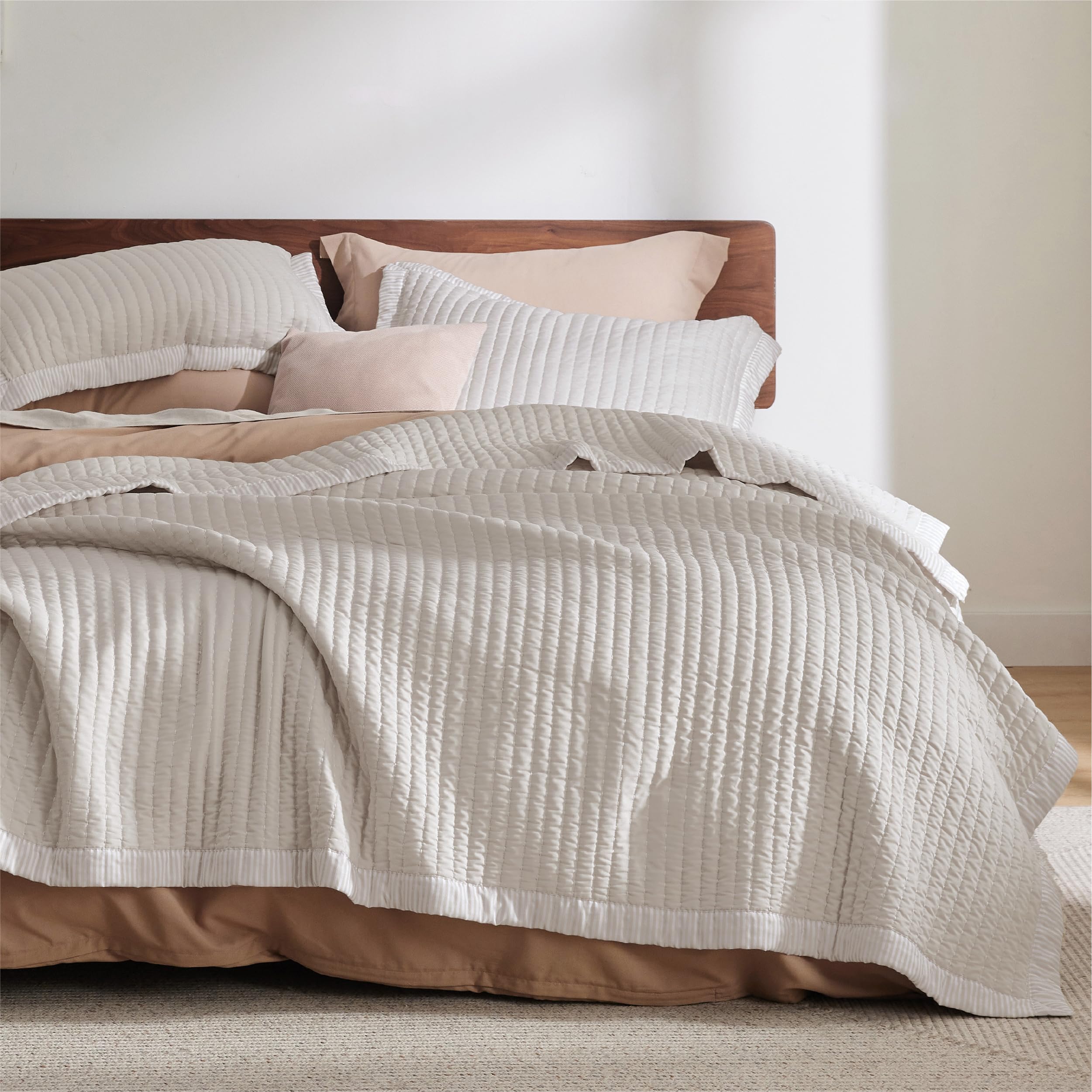 Bedsure Quilts Twin Size - Twin Quilt Bedding Set Bedspread Coverlet Comforter, Lightweight Corduroy Pattern Bedspread, 2-Piece Set With 68'X86' Coverlet & 1 Pillow Sham, All-Season Soft Microfiber