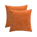 Calitime Fall Pack Of 2 Cozy Throw Pillow Covers Cases For Couch Sofa Home Decoration Solid Dyed Soft Chenille 24 X 24 Inches Bu
