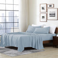 Cathay Home Essentials Ultra Soft Hypoallergenic Wrinkle Resistant Double Brushed Microfiber Bedding Sheet Set, Blue Fog, Full