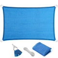 Eden'S Decor Straight Flat-Edged Sun Shade Sail Rectangular 4' X 19' Blue Uv-Blocking Outdoor Canopy Fabric Cloth Awning For Per