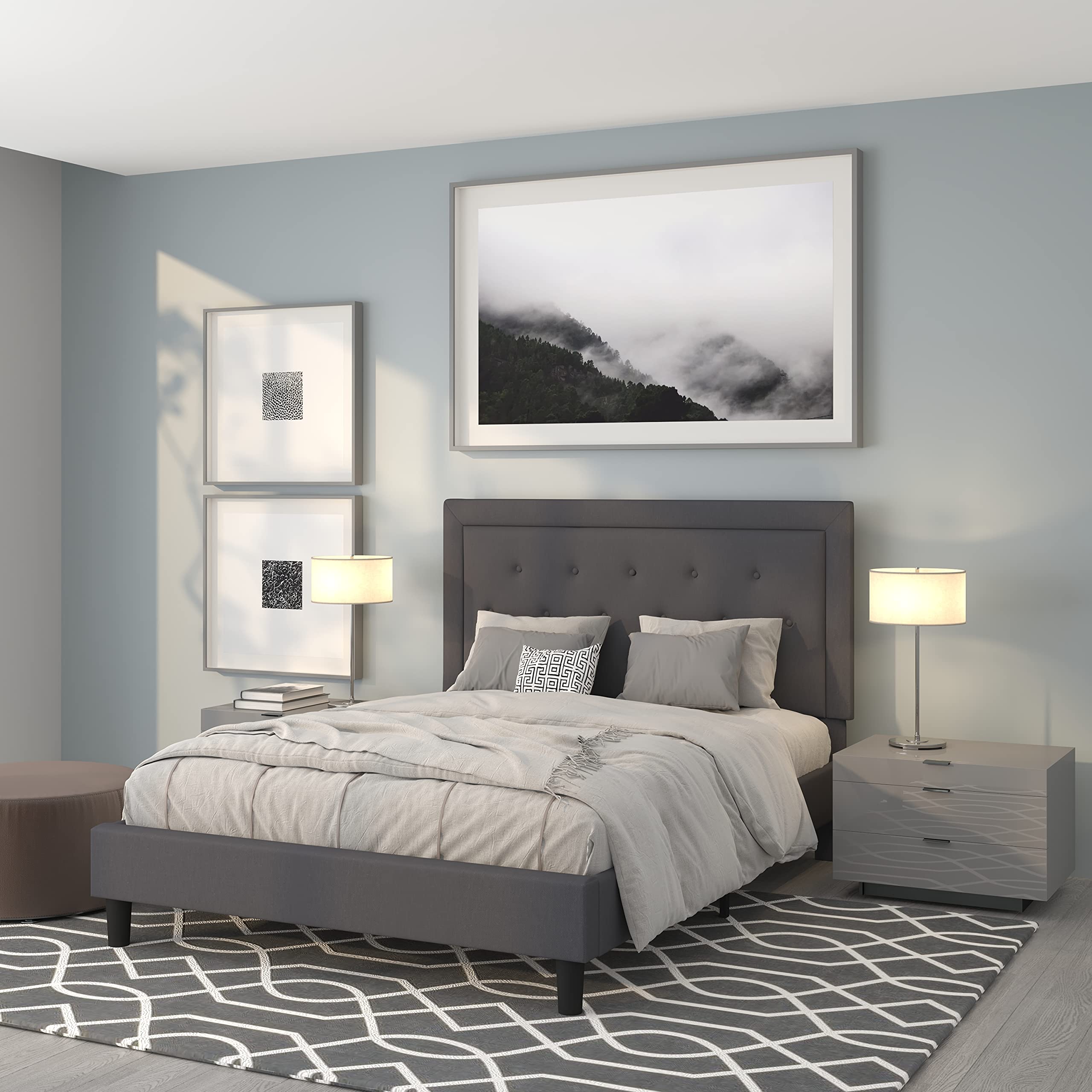 Flash Furniture Queen Platform Bed | Queen Size Platform Bed Frame With Headboard