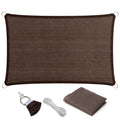 Eden'S Decor Straight Flat-Edged Sun Shade Sail Rectangular 14' X 17' Brown Uv-Blocking Outdoor Canopy Fabric Cloth Awning For P