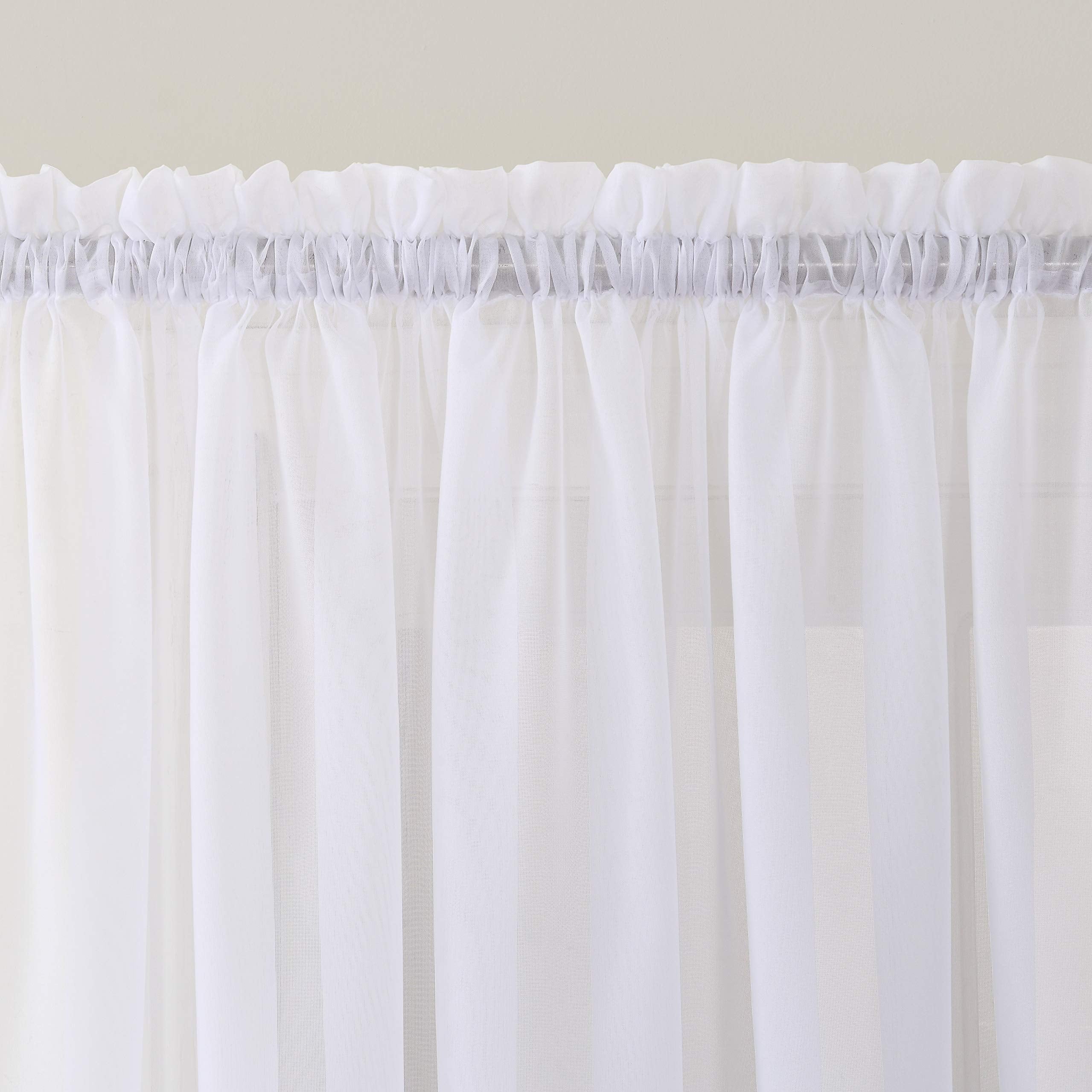 No. 918 Emily Sheer Voile Curtain Panel, 28"W x 72"L, White, Model 49474, Rod Pocket Design