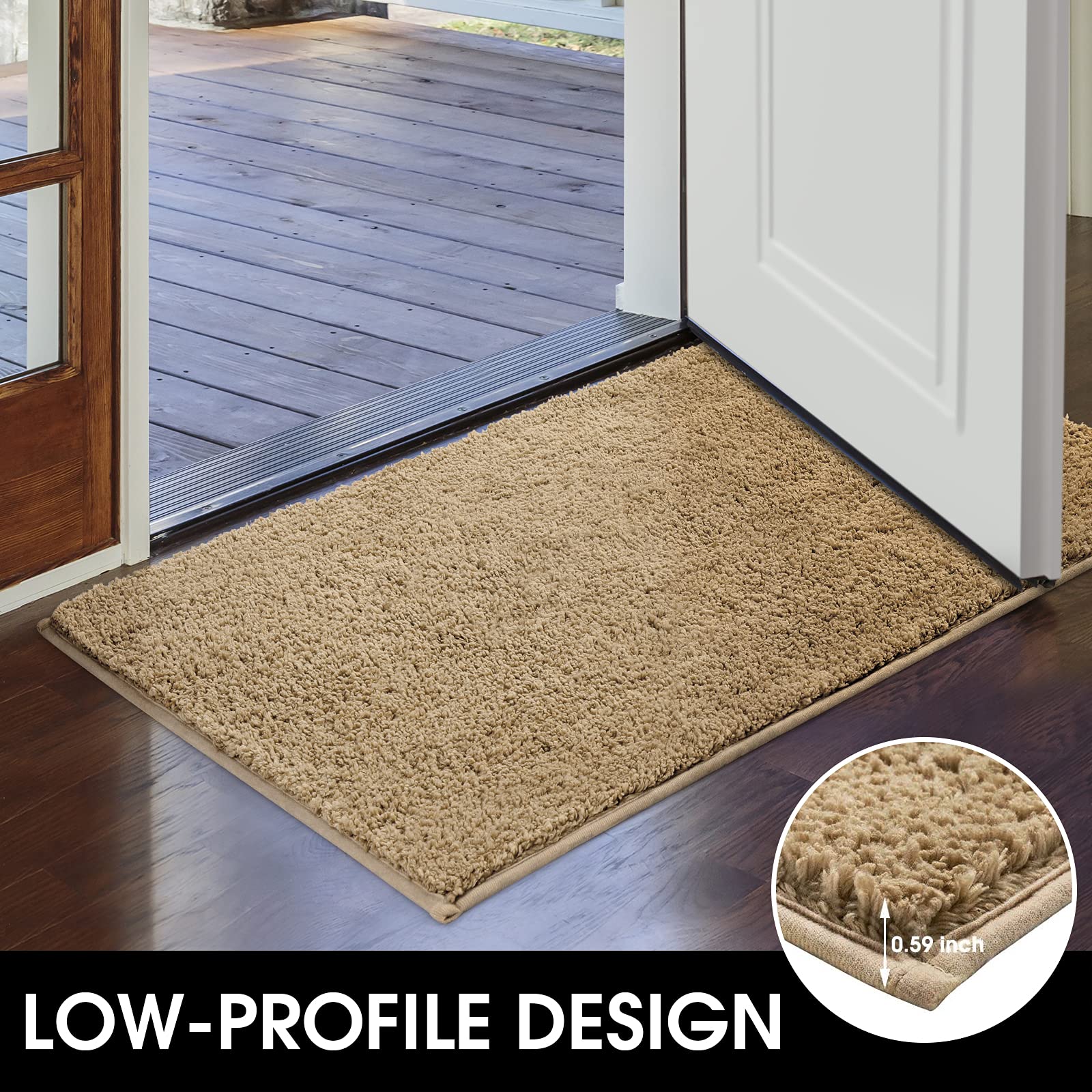 Homeideas Door Mats Indoor, 30'X48' Super Absorbent Non Slip Rugs For Entryway, Front Back Welcome Doormat Dirt Trapper (Beige)